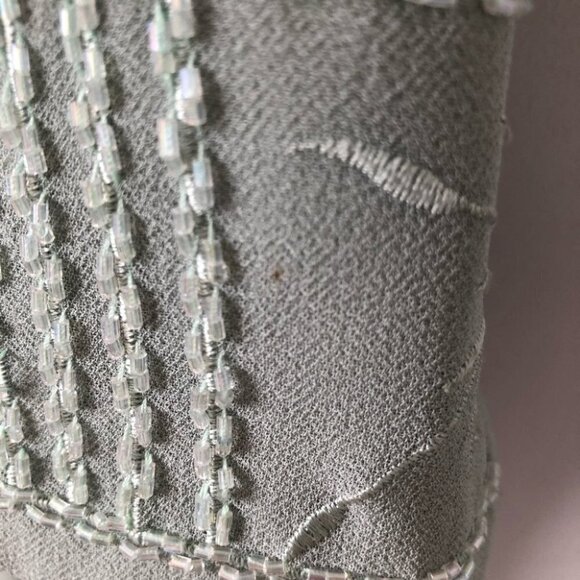 VINTAGE Karen Miller Sage Green Beaded Gown with Shawl  Size 8 - Picture 7 of 13